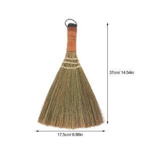 HOLIDYOYO Vietnamese Soft Bristle Broom, Asian Straw Broom Natural Whisk Sweeping Broom Mini Broom Brush Short Handle Broom for Kids Cleaning Home Decoration