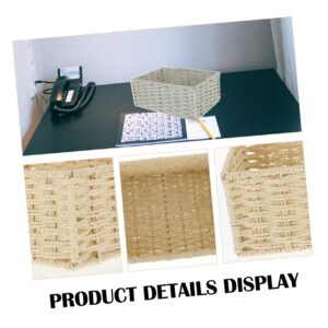 Ciieeo 2pcs Storage Box Toy Storage Basket Square Baskets for Storage Woven Laundry Basket Square Laundry Basket Clothes Bins Storage for Closet Toilet Key Small Basket Wicker Paper Rope