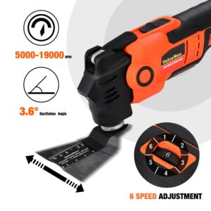 ValueMax 20V Cordless Oscillating Tool with Battery, 3.6°Oscillation Angle Oscillating Saw, 6 Variable Speed Oscillating Multi Tool with Quick-Lock Change System, 16PCS Multitool Blades & Carrying Bag