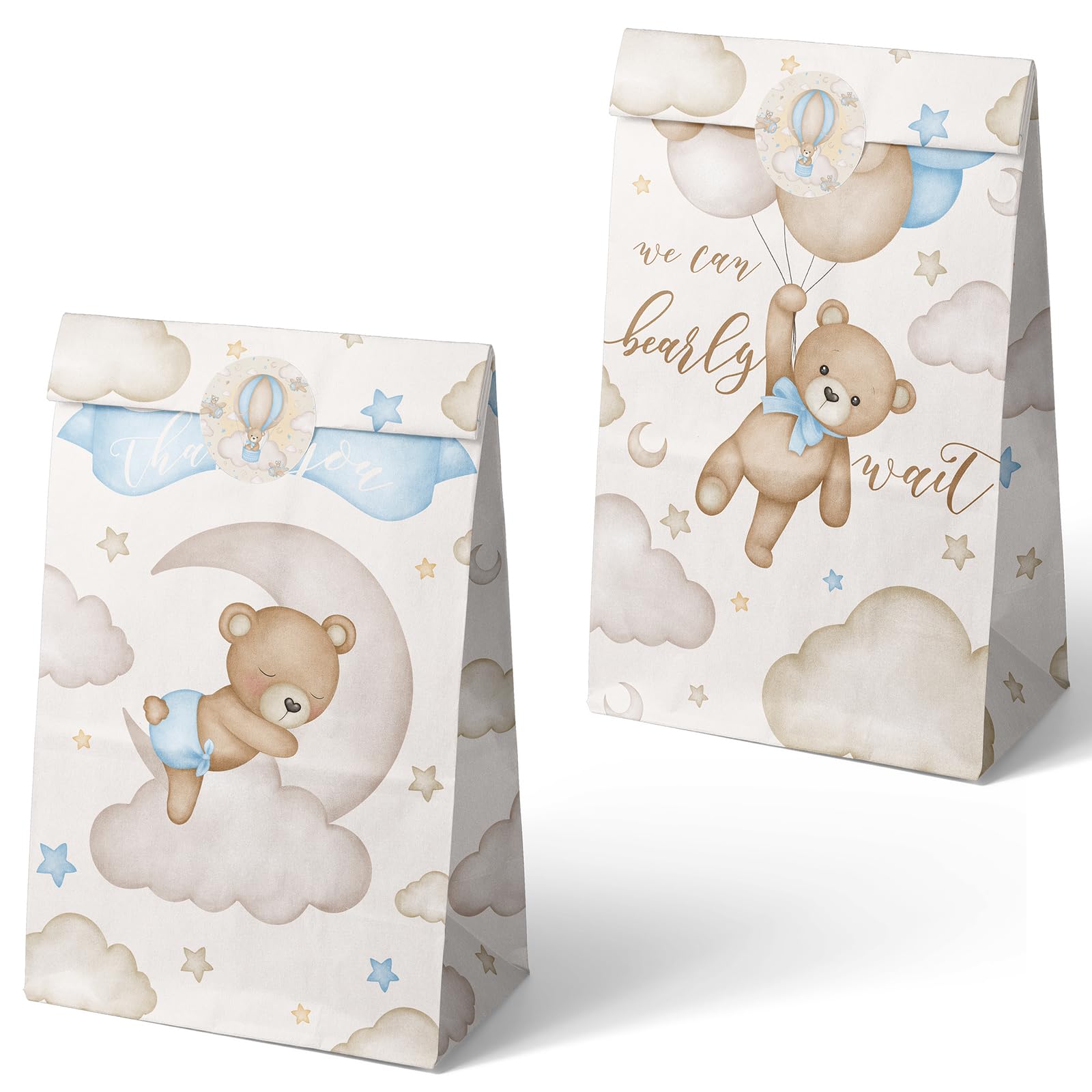 Outego 24 Teddy Bear Party Favor Bags Brown Bear Balloon Baby Shower Goodie Bags Balloon Bear Theme Baby Shower Bags Teddy Bear Baby Shower Decoration