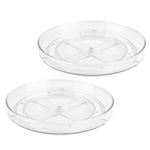 clear lazy susan organizer - 2pk - 9 inch - turntable organizer - acrylic lazy susan organizer for cabinet, kitchen, pantry, fridge & bathroom - lazy susan for refrigerator - vanity countertop