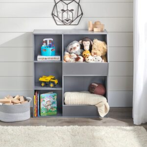 Badger Basket Side Combo Bin Unit and Book Shelf for Kids-Gray Toy Storage Cubby