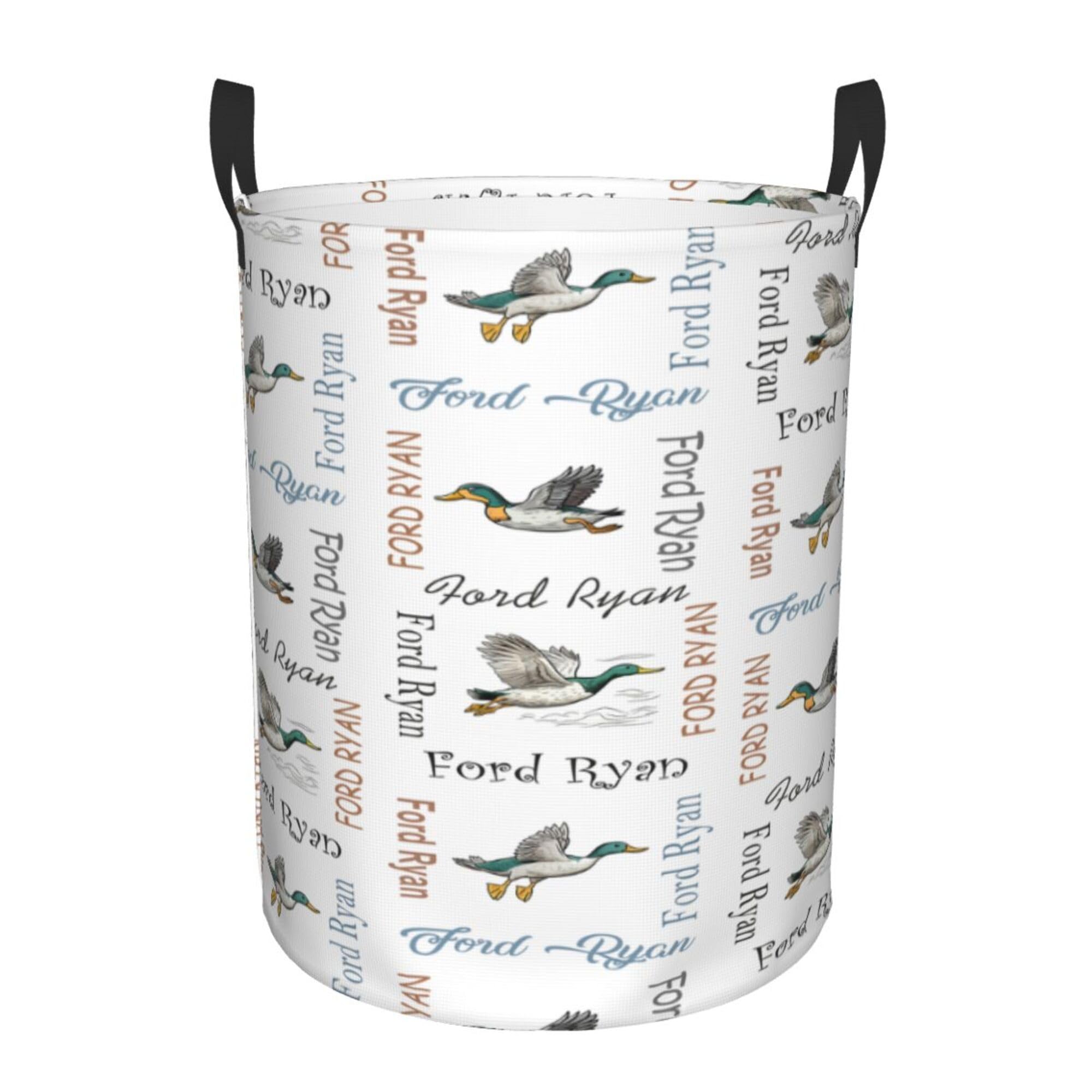 Custom Baby Hamper for Nursery Boy Girl Mallard Duck Baby Laundry Basket with Name Laundry Hamper Baby Nursery Hamper Personalized Kids Baby Gift Baskets Bin Storage Basket Orgnizer