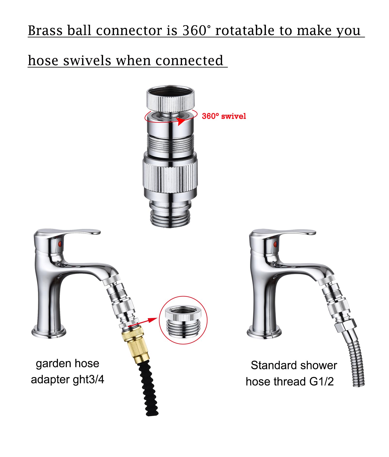 Walkinginrain Kitchen Sink Faucet Quick Connector, Dishwasher Washer Snap Coupling Adapter, Faucet to Garden Hose Adapter for Bathroom Kitchen/Shower Hose/Garden Hose