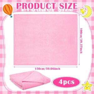 8 Pieces 8 Pieces Sleepover Party Supplies Include Soft Throw Blankets Air Mattress Sheet Pad Covers for Spa Sleepover Slumber Birthday Party Favors (White and Pink)