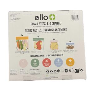 Ello reusable food storage bags 14 bags, reusable produce bags