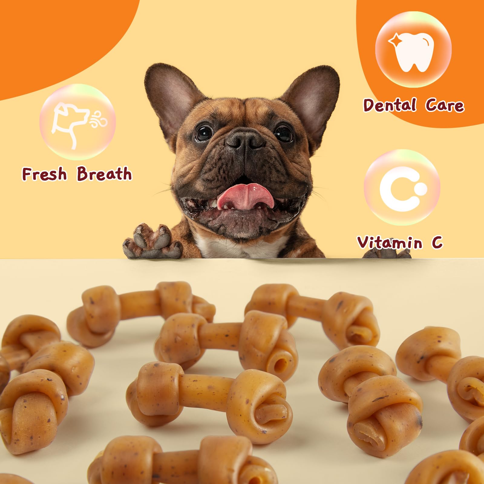 Jungle Calling Peanut Butter Dog Treats, Dental Chews for Dogs, Rawhide Free Dog Bones 2.5'' for Small Dogs