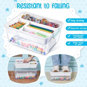 Juexica 2 Pcs 10 Qt Plastic Storage Box with Removable Tray Clear Craft Organizers and Storage Stackable Art Craft Bins Art Supply Organizers for Toy Containers Sewing Bead Tool Crayon Stationery Clay