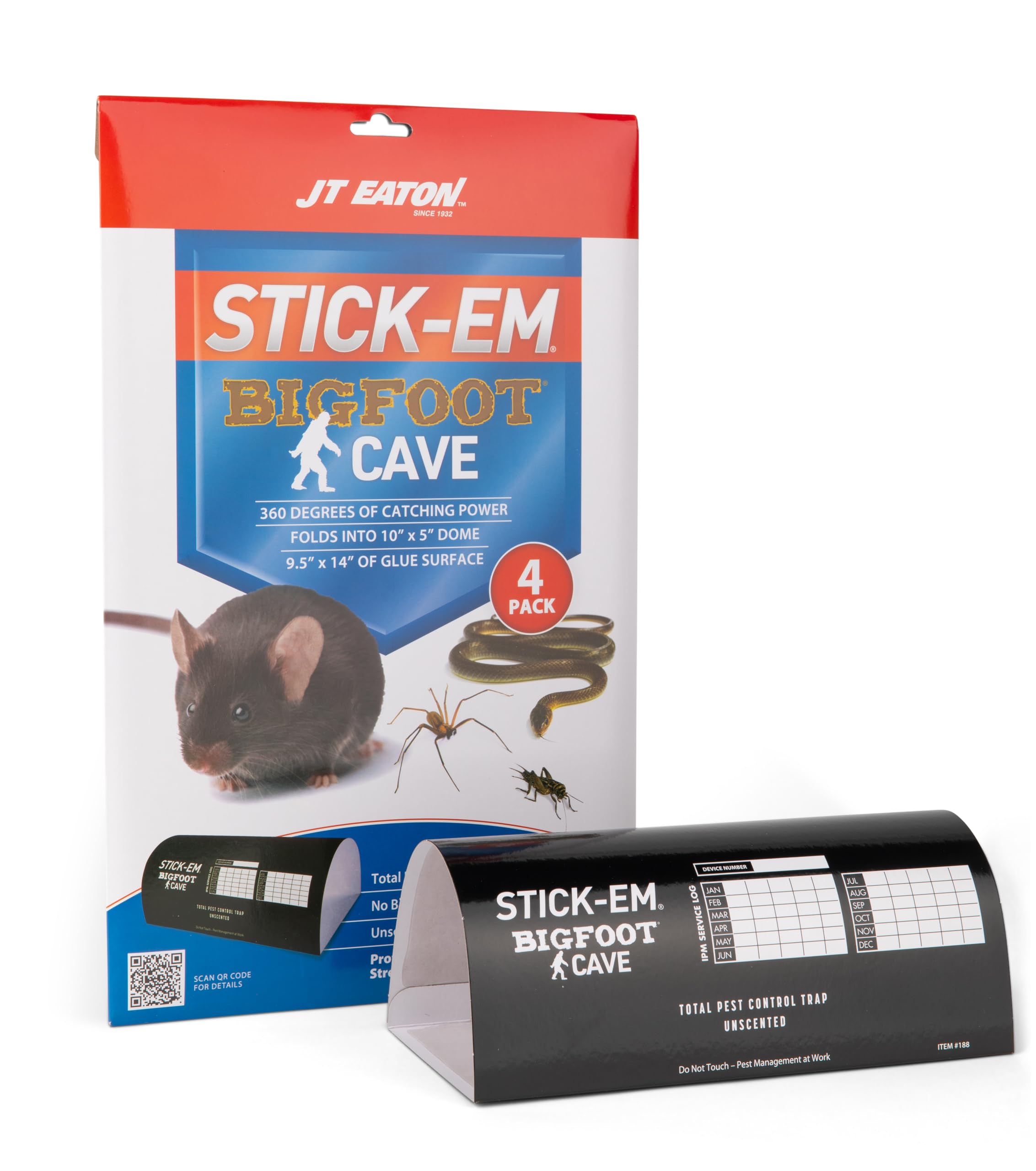 JT Eaton 188-4 Stick-Em Bigfoot Cave Glue Trap for Rodents, Snakes, and Other Pests (Case of 12)