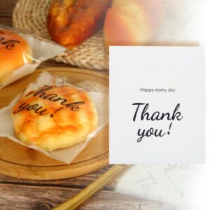 wocuz cookie candy bags thank you printed cellophane bags biscuit roasting treat present diy plastic individual wrappers self adhesive opp cookie bakery decorating favor bags (5.5x5.5 inch, 200pcs)