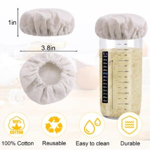 Vodolo 100% Cotton Sourdough Jar Cover,5 PCS Reusable Sourdough Bread Proofing Starter Jar Cloth Covers for Most Glass Mason Sour Dough Crock