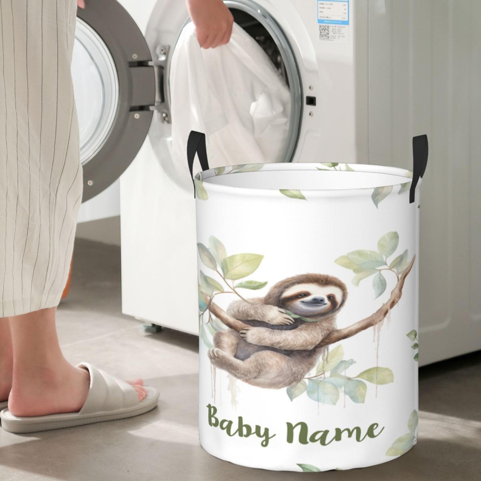 Custom Storage Basket for Girls and Boys Sloth Baby Laundry Basket Collapsible Laundry Hamper with Name Baby Gift Baskets Orgnizer Bins for Nursery Laundry Hamper Baby Nursery Hamper