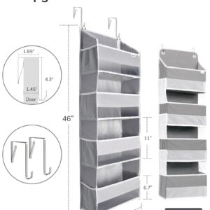 ULG 2 Pack Over The Door Storage Organizer with 4 Pockets 8 Mesh Side Pockets, 36 lbs Weight Capacity Door Hanging Organizers for Bedroom,Bathroom,Nursery,Pantry,Dorm(Light Gray)