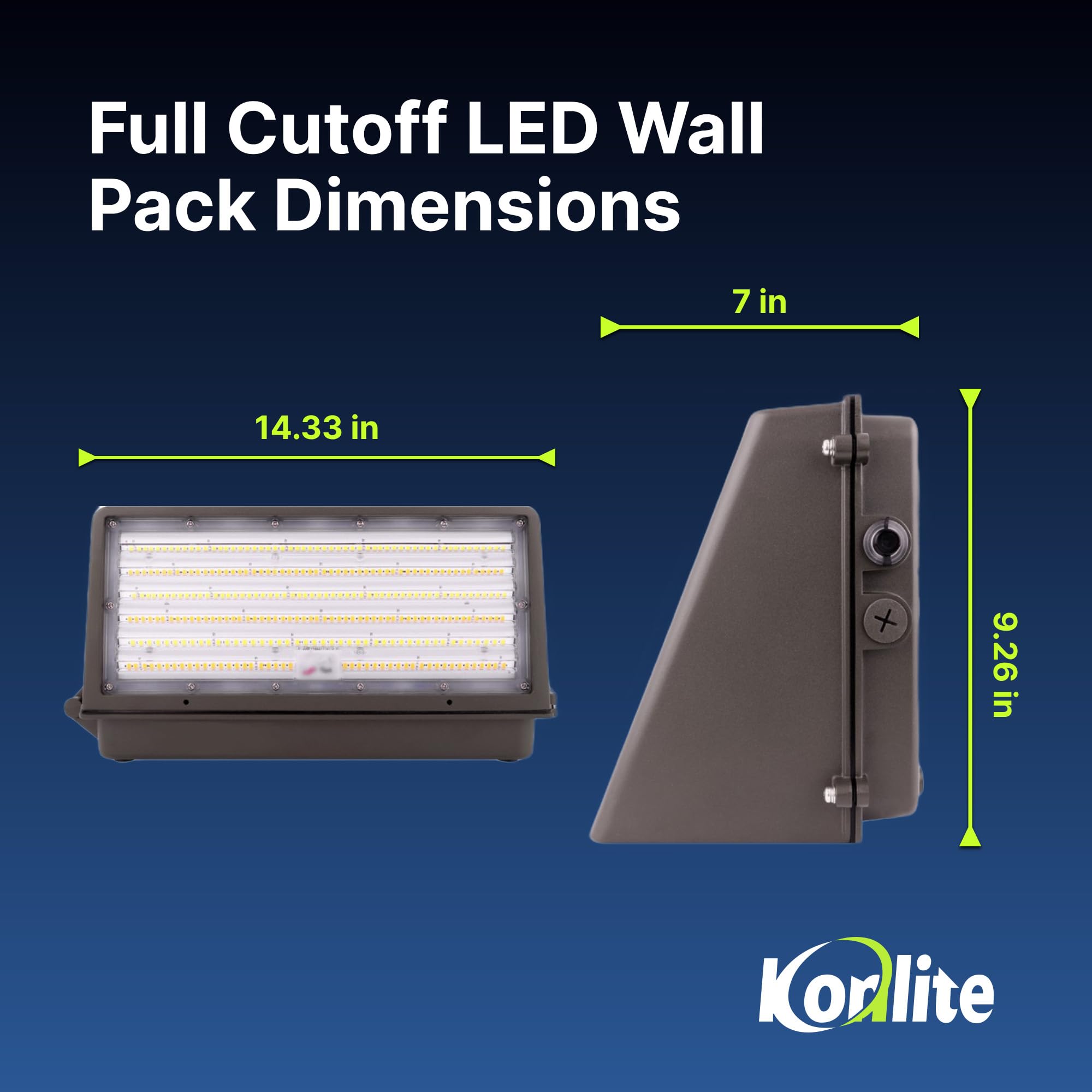 Konlite - 125W/105W/76W Full-Cutoff LED Wall Pack, Wall LED Lights, Wattage & CCT (50K/40K/30K) Selectable, LED Wall Light, Energy Efficient, Durable, Outdoor Commercial Wall Pack Light, 20,812LM