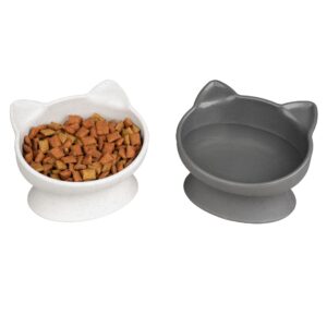 kitty city raised cat ear bowls, small bowls 2pk (modern)