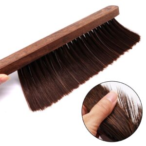 Hand Broom Brush, Soft Cleaning Wooden Handle Bench Brush for Woodworking, Car, Fireplace, Furniture, Couch, Carpet (Straight Handle)