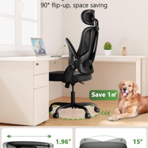 Kensaker Home Office Chair, High Back Ergonomic Desk Chair with 3D Armrests, Lumbar Support, Mesh Computer Chair with Adjustable Headrest, for Home, Office, Work, Student