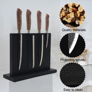 Resafy Magnetic Knife Holder Black Acacia Wooden Double Sided Magnetic Knife Block Magnetic Universal Stands with Strong Enhanced Magnets Knife Strip 12 X 10 In Knife Display Rack for Kitchen Counter