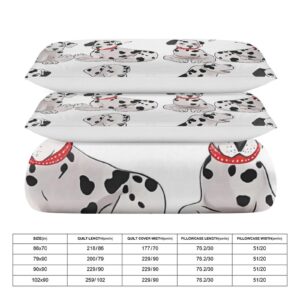 HotcoS Cute Dalmatian Comforter Set Queen 3 Pieces Bedding Set Lightweight Soft Bedding Comforter Sets for All Season with 1 Duvet Cover 90"x90" 2 Pillow Shams 30'' X 20''