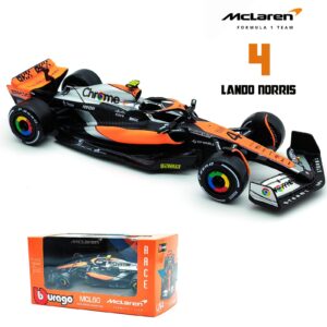 JODIYAAH Bburago P2 British GP Mclaren 2023 F1 MCL60 4# Lando Norris Formula Racing Alloy Car Diecast Model (MCL60 4#)