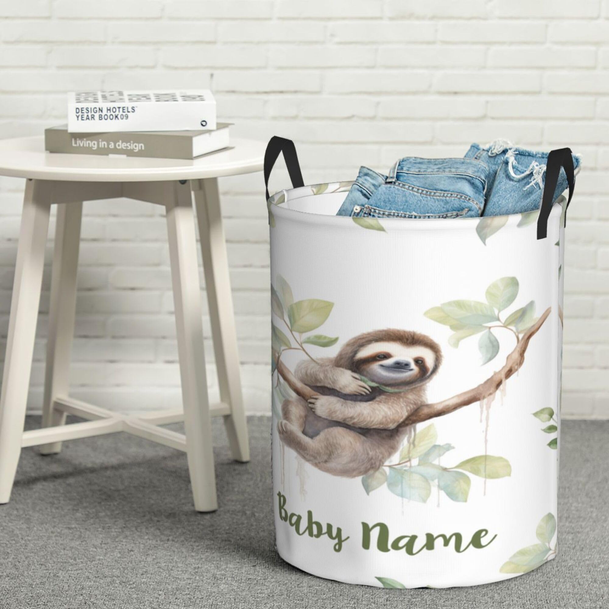 Custom Storage Basket for Girls and Boys Sloth Baby Laundry Basket Collapsible Laundry Hamper with Name Baby Gift Baskets Orgnizer Bins for Nursery Laundry Hamper Baby Nursery Hamper