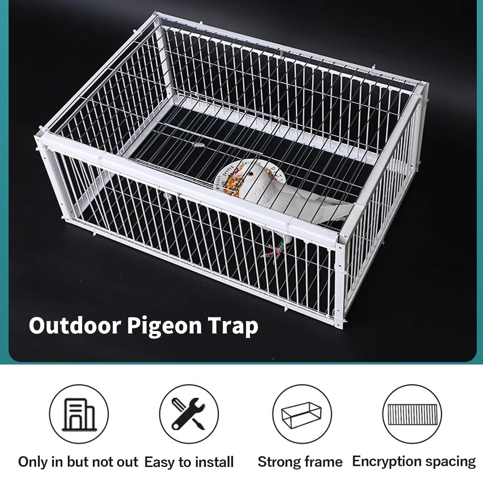 TRAGLO Chicken and Bird Trap Cage, Humane Live Animal Trap Cage with One-Way Entry Door, Metal Control Pigeon Trap with Escape-Proof Design 2CM Encryption Spacing, Easy Assembly (Size : 100x60x26cm)