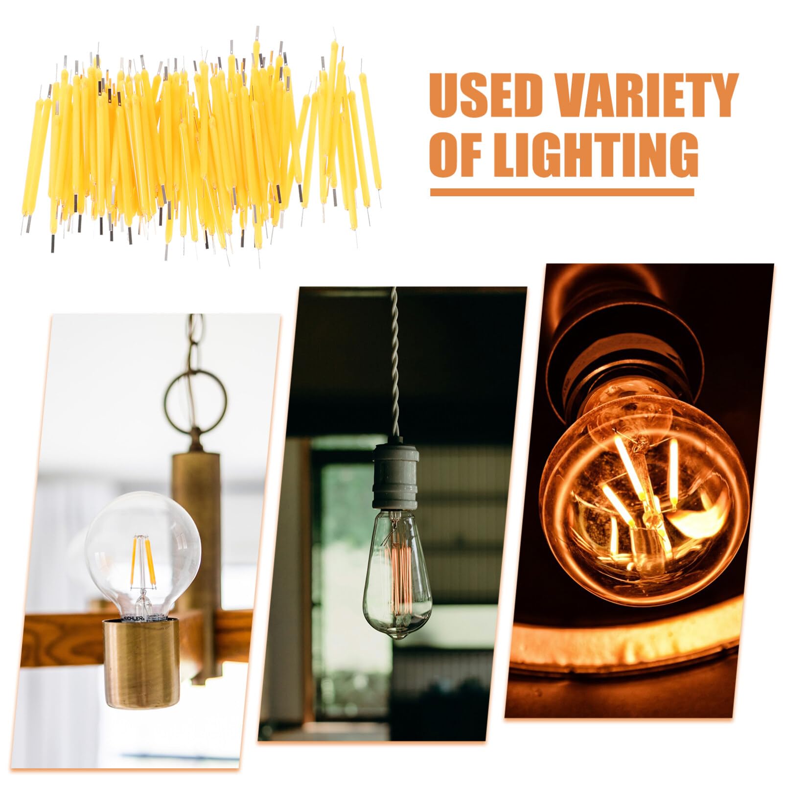 PRETYZOOM 100pcs Replacement Filament, Edison Bulb LED Filament Warm Light Bulb Filament Parts Retro Bulb Led Filament Led Lamp Parts Incandescent Light Accessories