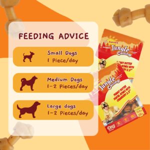 Jungle Calling Peanut Butter Dog Treats, Dental Chews for Dogs, Rawhide Free Dog Bones 2.5'' for Small Dogs