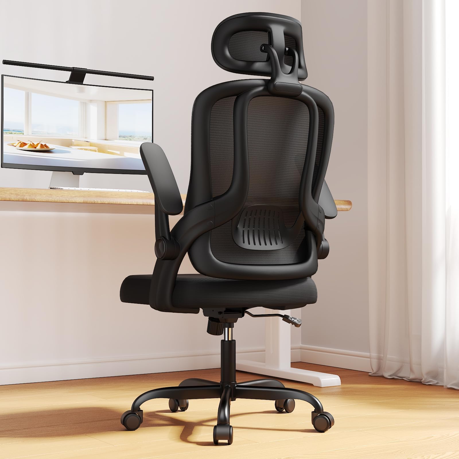 Kensaker Home Office Chair, High Back Ergonomic Desk Chair with 3D Armrests, Lumbar Support, Mesh Computer Chair with Adjustable Headrest, for Home, Office, Work, Student