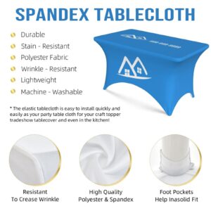 OUUKHGY Custom Tablecloth, Personalized Spandex Table Cloth with Bussiness Logo Text Photo Image, Rectangular Fitted Events Stretch Table Covers Washable Table Protector