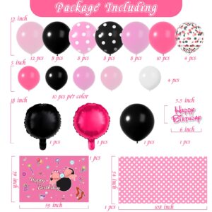 Pink Mouse Birthday Decorations of Pink Mouse Balloon Arch Kit with Backdrop & Tablecloth - Mouse Balloon Garland Different Sizes 5 12 Inch Pink Black Balloons for Girls Baby Shower Birthday Decor