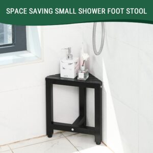 TYYIHUA 13.2" Shower Stool for Shaving Legs, Shower Foot Rest, Shower Stool for Inside Shower Waterproof, Small Corner Stool for Small Space, Small Shower Bench for Bathroom, Black