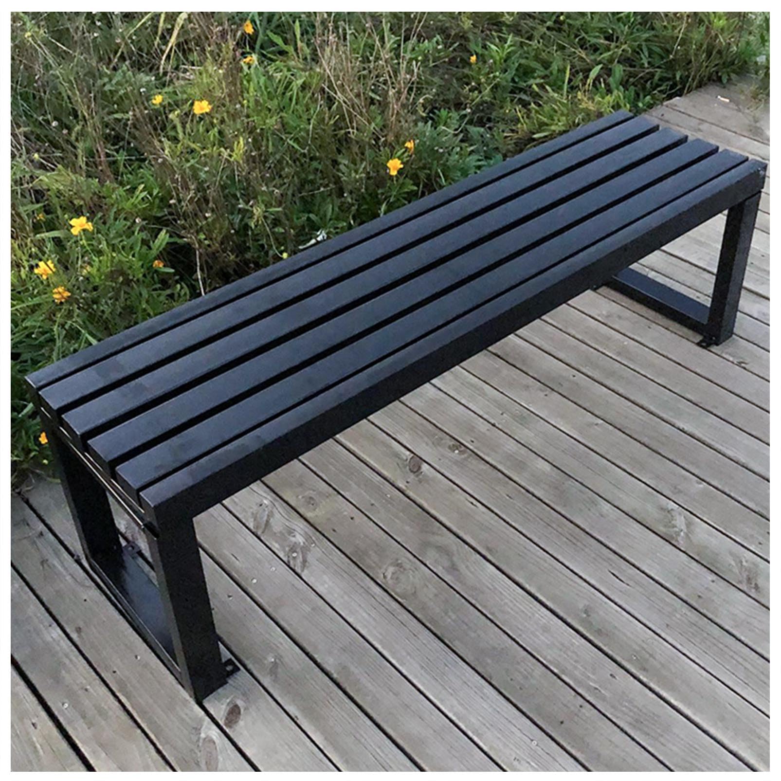 Park Garden Bench Outdoor Backless Bench, Weatherproof Garden Wood Bench Patio Porch Chair Furniture, 2-3 People Large Slatted Seat School/Hospital Benches, for Backyard/Lawn/Path/Deck/Poolside