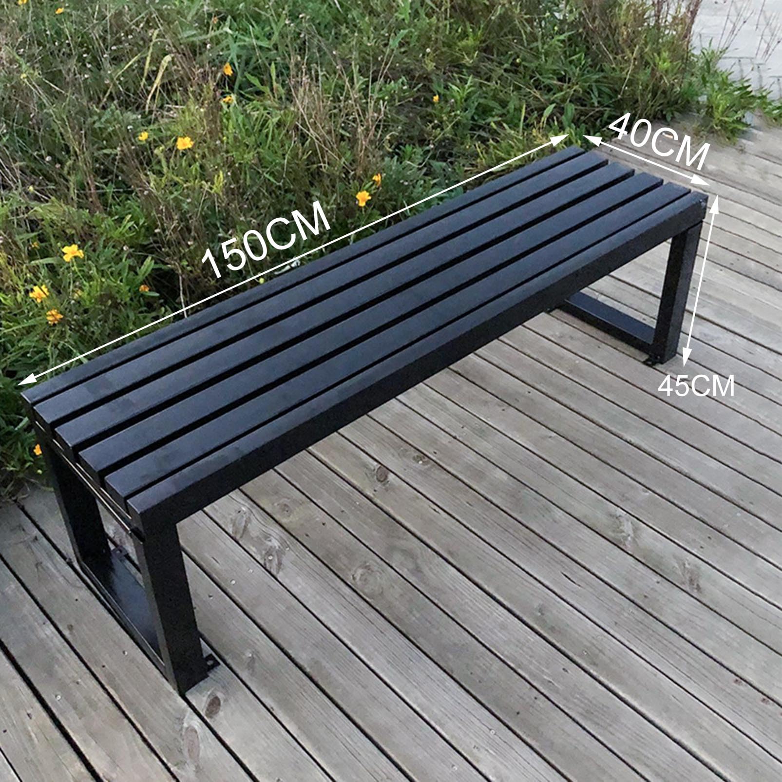 Park Garden Bench Outdoor Backless Bench, Weatherproof Garden Wood Bench Patio Porch Chair Furniture, 2-3 People Large Slatted Seat School/Hospital Benches, for Backyard/Lawn/Path/Deck/Poolside