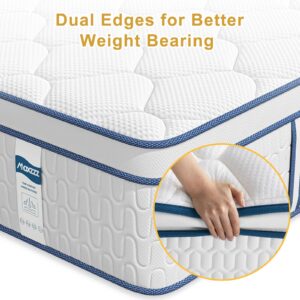 Maxzzz Queen Mattresses, 14 Inch Euro Top Hybrid Mattress, Luxury Mattress for Back Pain, Heavier Coils Innerspring for Motion Isolation & Balance Support, Mattress-in-a-Box