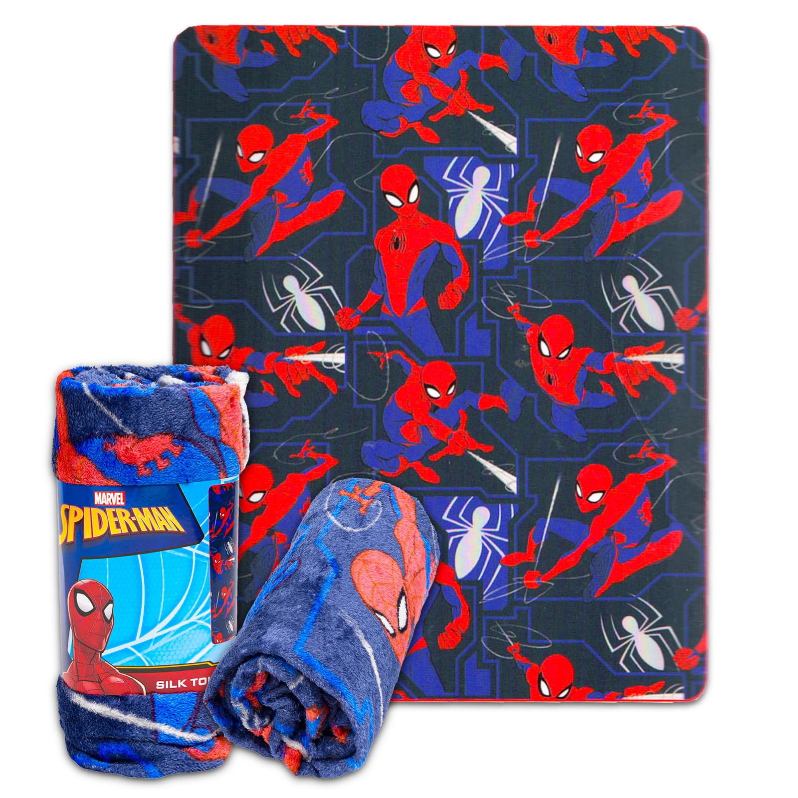 Spiderman Throw Blanket Bundle - Spiderman Kids and Teens Blanket, Stickers, and More for Boys and Girls | Spiderman Blanket Size 40" x 50"