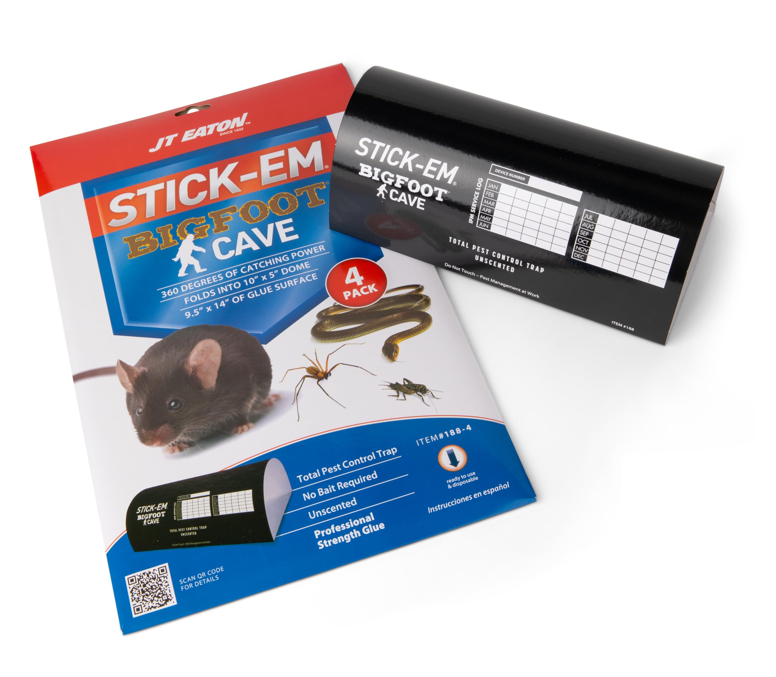 JT Eaton 188-4 Stick-Em Bigfoot Cave Glue Trap for Rodents, Snakes, and Other Pests (Case of 12)