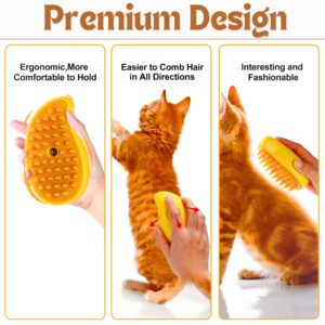 Generic 3-in-1 Self-Cleaning Steam Brush for Pets - Removes Loose and Tangled Hair, Multifunctional Design for Cats, Yellow