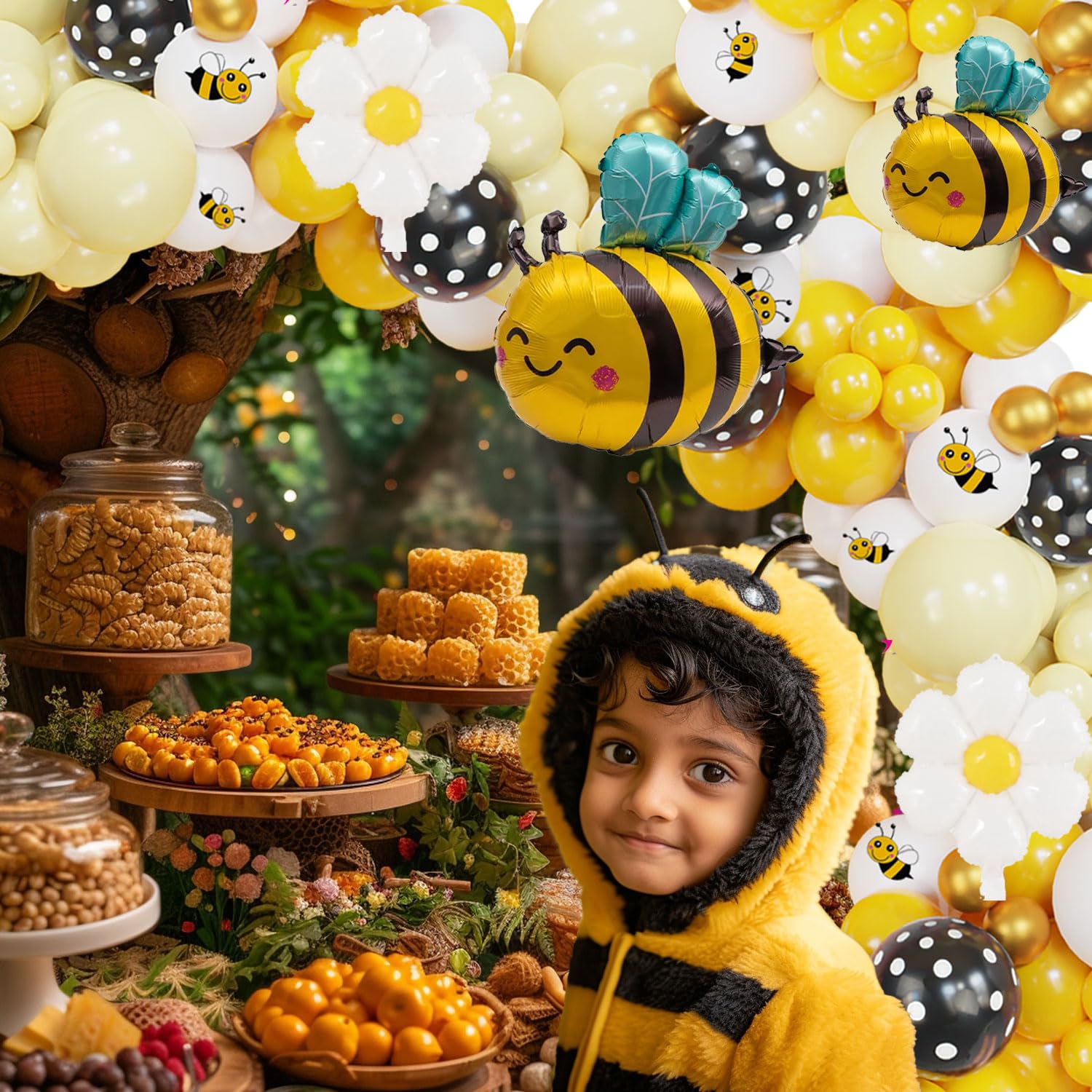 135Pcs Bumble Bee Balloon Garland Kit: Yellow Black and white Bee balloon arch for Sweet Honey Bee Baby Showers, 'What Will It Bee' themed gender Reveals,Sunflower or Sunny Birthday Decors