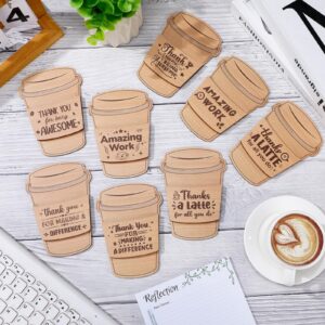 Seeloowy 8 Pcs Employee Thank You Coffee Gift Card Holder Thanks a Latte Coffee Holiday Money Holder Cards Wooden Gift Card Ornament for Coworker Teachers Team Staff Office Favors