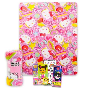 hello kitty throw blanket bundle - hello kitty kids and teens blanket, stickers, and more for girls | hello kitty blanket size 40" x 50"