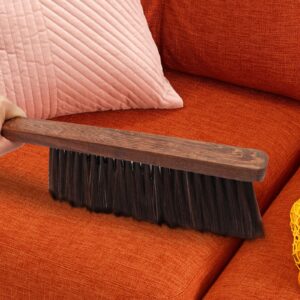 Hand Broom Brush, Soft Cleaning Wooden Handle Bench Brush for Woodworking, Car, Fireplace, Furniture, Couch, Carpet (Straight Handle)