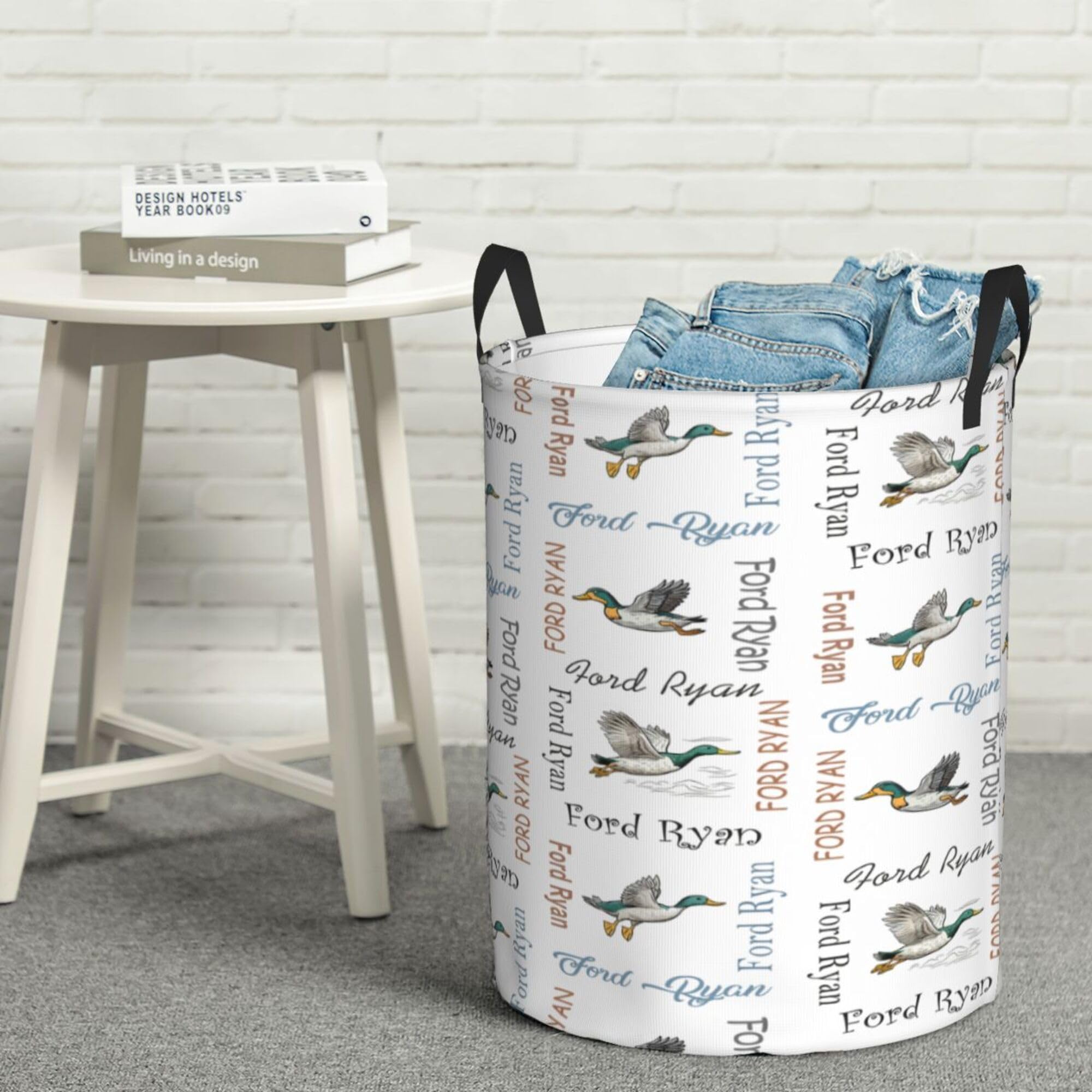 Custom Baby Hamper for Nursery Boy Girl Mallard Duck Baby Laundry Basket with Name Laundry Hamper Baby Nursery Hamper Personalized Kids Baby Gift Baskets Bin Storage Basket Orgnizer