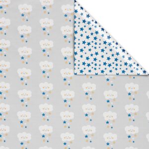 American Greetings 175 sq. ft. Reversible Wrapping Paper for Baby Showers, Birthdays and All Occasions, Clouds and Stars (1 Roll, 30 in x 70 ft.)