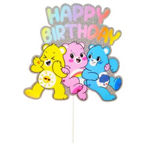 Care Bears Birthday Decorations 58pc Happy Birthday Table Decorations Original Care Bears Party Supplies: Paper Plates, Cups Napkins, Table Cloth Cake Topper Rainbow Party Favor Gender Reveal Decor 3+