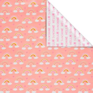 American Greetings 175 sq. ft. Reversible Wrapping Paper for Baby Showers, Kid's Birthdays and All Occasions, Rainbows and Hearts (1 Roll, 30 in x 70 ft.)