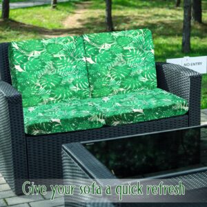 Spiareal 8 Pcs Waterproof Patio Stretch Sofa Cushion Cover, Outdoor Cushion Cover Replacement Include 4 Backrests and 4 Cushions, Sofa Seat Covers Furniture Protector (Monstera)