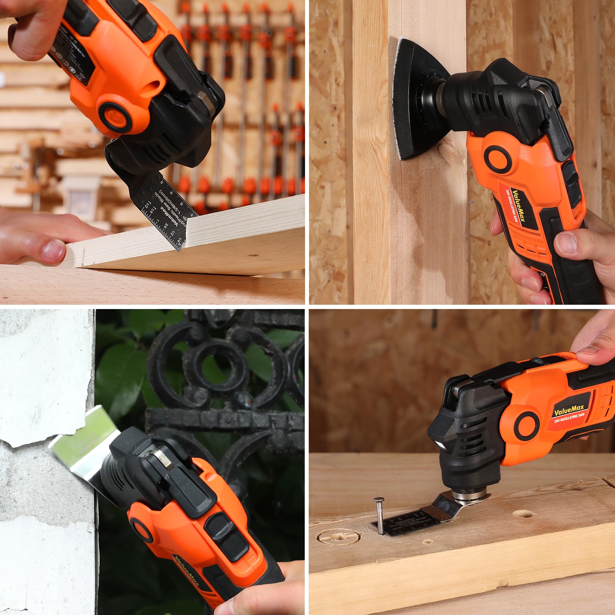 ValueMax 20V Cordless Oscillating Tool with Battery, 3.6°Oscillation Angle Oscillating Saw, 6 Variable Speed Oscillating Multi Tool with Quick-Lock Change System, 16PCS Multitool Blades & Carrying Bag