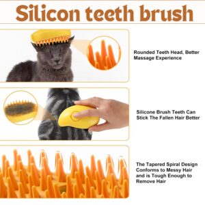 Generic 3-in-1 Self-Cleaning Steam Brush for Pets - Removes Loose and Tangled Hair, Multifunctional Design for Cats, Yellow