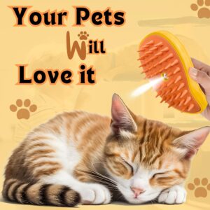 Generic 3-in-1 Self-Cleaning Steam Brush for Pets - Removes Loose and Tangled Hair, Multifunctional Design for Cats, Yellow